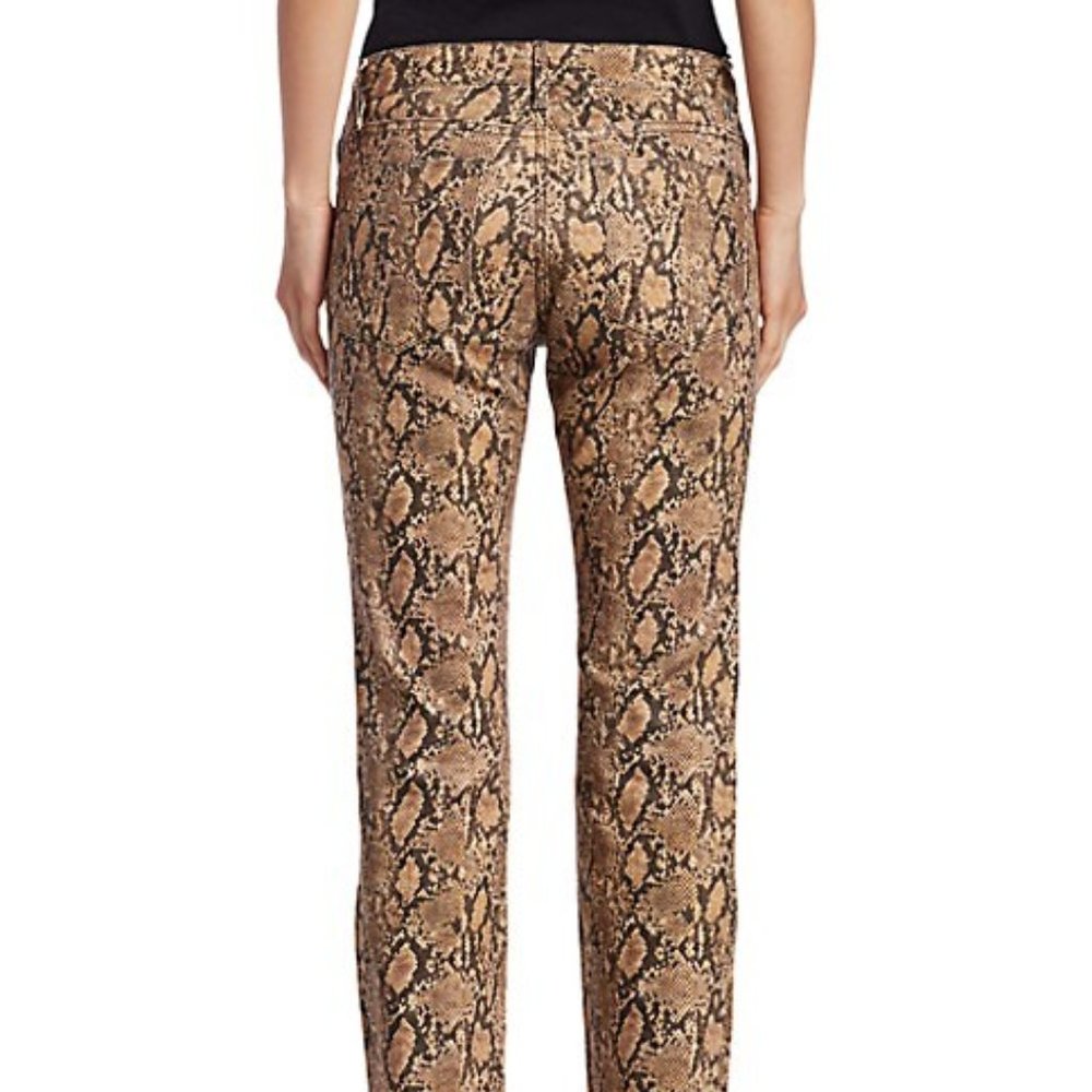 Frame Le High Straight-Leg Python-Print Coated Je… - image 3